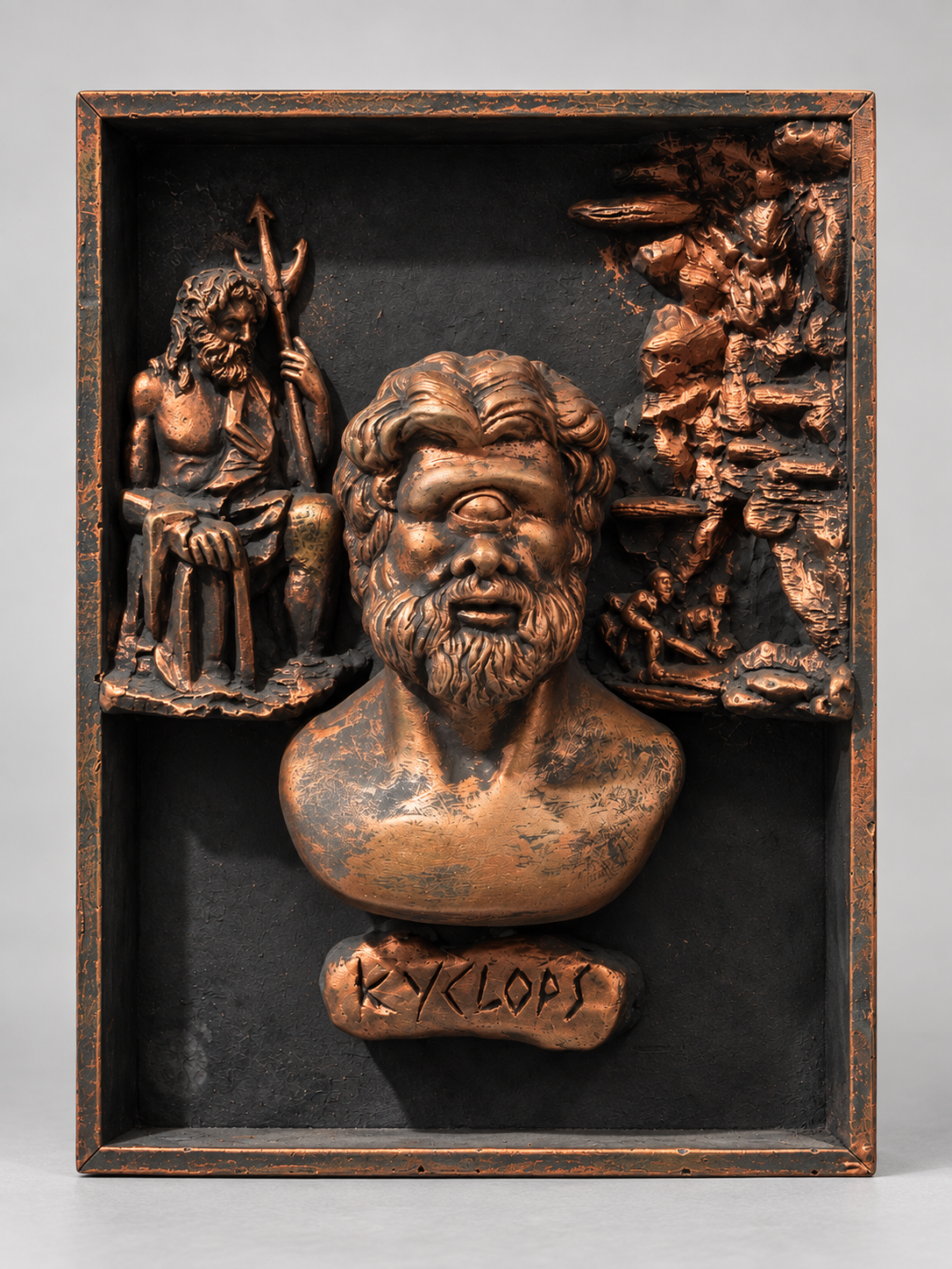 Polyphemus sculptural framed artwork