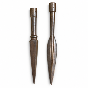 Handmade bronze spearhead and sauroter set
